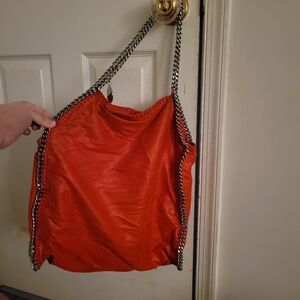 Stella McCartney Falabella Red Coral Tote Bag w/Chain Link Straps & Wristlet
